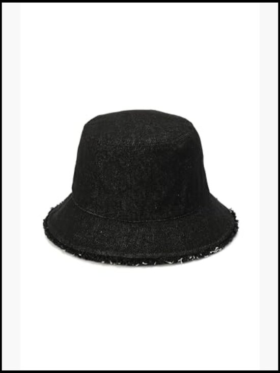Distressed Denim Bucket Hat, Lightweight Cotton, Pull-On Style, Breathable Hat